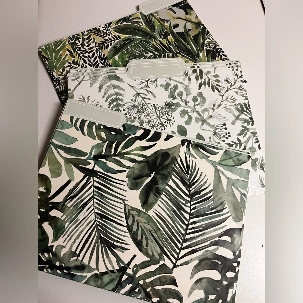 Botanical Green Leaf File Folders Bundle